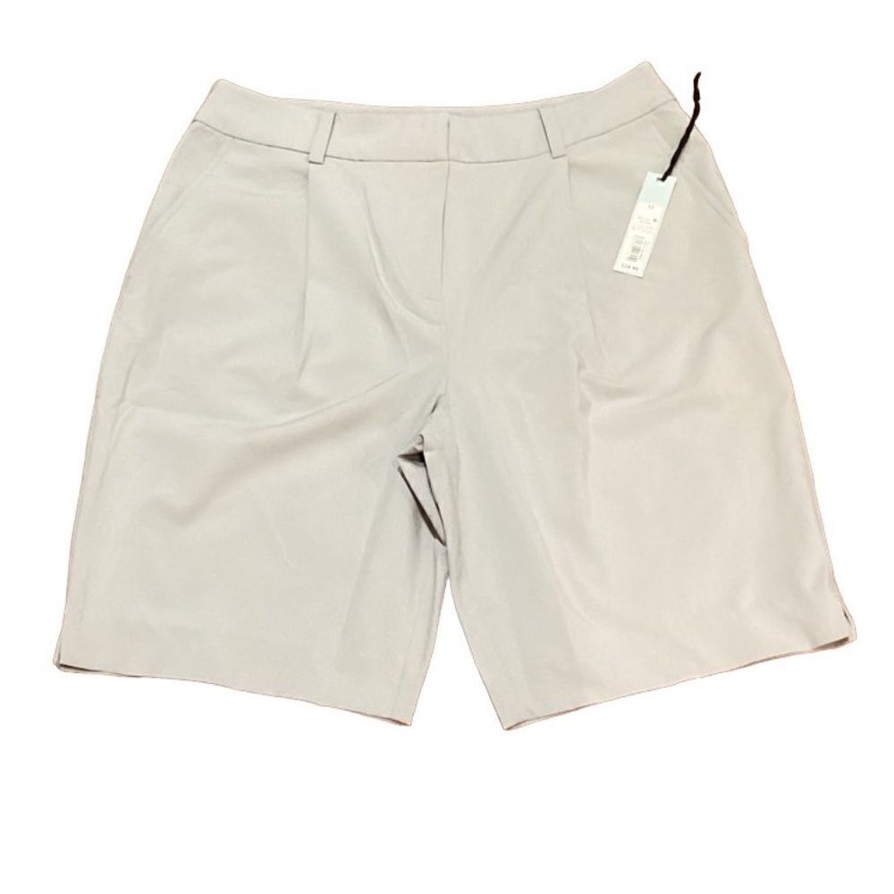 NWT Prologue Gray Chino Bermuda walking Shorts Pleated High Rise 12